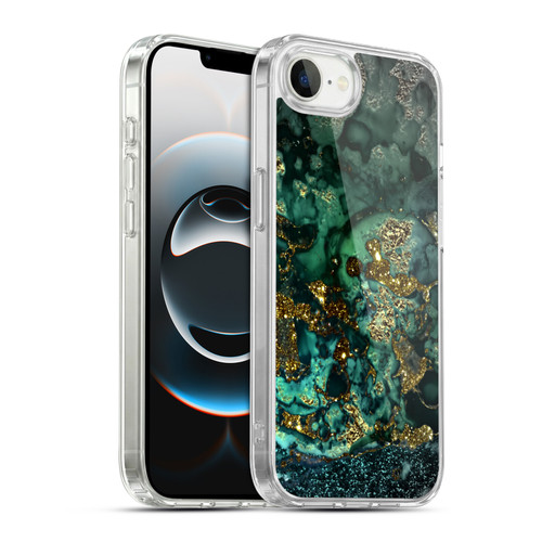 UtArt Malachite Emerald Gold And Seafoam Green Soft Gel Case for Apple iPhone 16e / Apple iPhone 17e & MagSafe