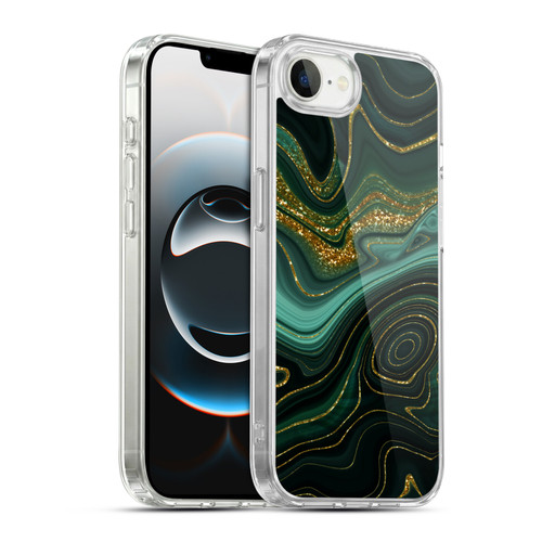 UtArt Malachite Emerald Gilded Teal Soft Gel Case for Apple iPhone 16e / Apple iPhone 17e & MagSafe