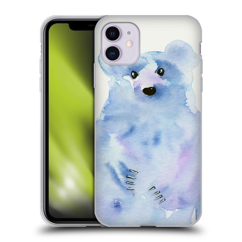 Wyanne Animals 2 Blue Watercolour Bear Soft Gel Case for Apple iPhone 11