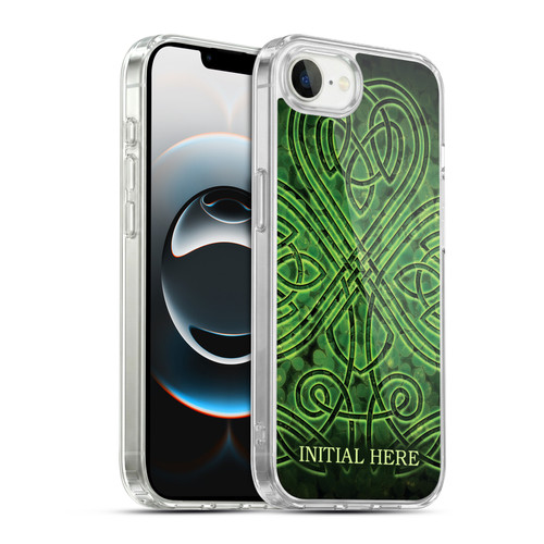 Custom Customised Personalised Brigid Ashwood Name and Initial Irish Shamrock Soft Gel Case for Apple iPhone 16e / Apple iPhone 17e