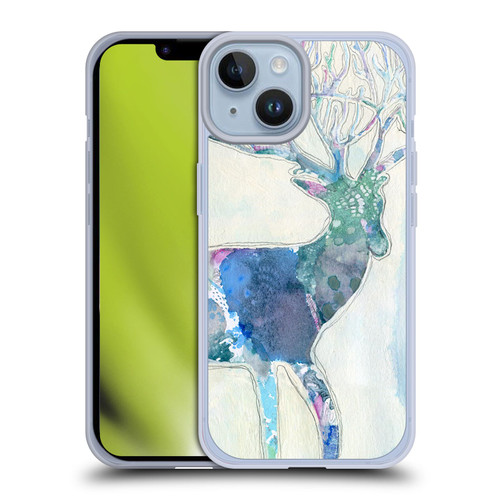 Wyanne Animals 2 Watercolour Blue Deer Soft Gel Case for Apple iPhone 14