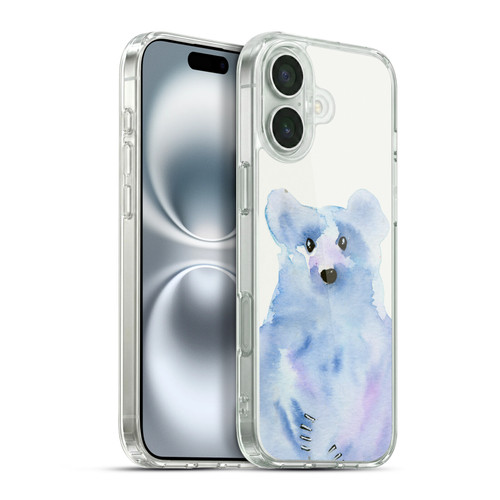 Wyanne Animals 2 Blue Watercolour Bear Soft Gel Case for Apple iPhone 16 Plus & MagSafe