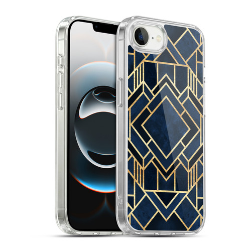 Elisabeth Fredriksson Geometric Design And Pattern Art Deco Fancy Blue Soft Gel Case for Apple iPhone 16e / Apple iPhone 17e & MagSafe