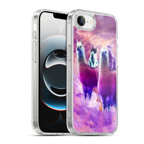 Random Galaxy Space Llama Kitty & Cat Soft Gel Case for Apple iPhone 16e / Apple iPhone 17e & MagSafe