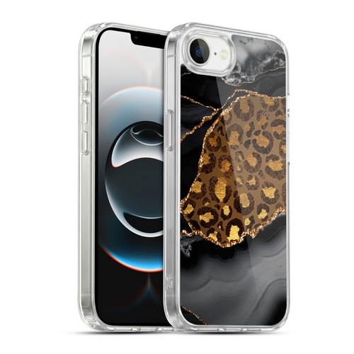 UtArt Wild Cat Marble Dark Gilded Leopard Soft Gel Case for Apple iPhone 16e / Apple iPhone 17e & MagSafe
