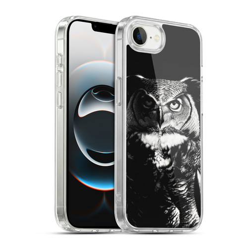 Stanley Morrison Black And White Great Horned Owl Soft Gel Case for Apple iPhone 16e / Apple iPhone 17e & MagSafe