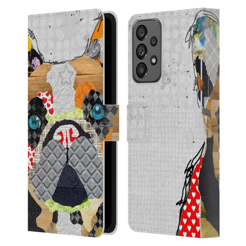 Michel Keck Dogs 3 French Bulldog Leather Book Wallet Case Cover For Samsung Galaxy A73 5G (2022)