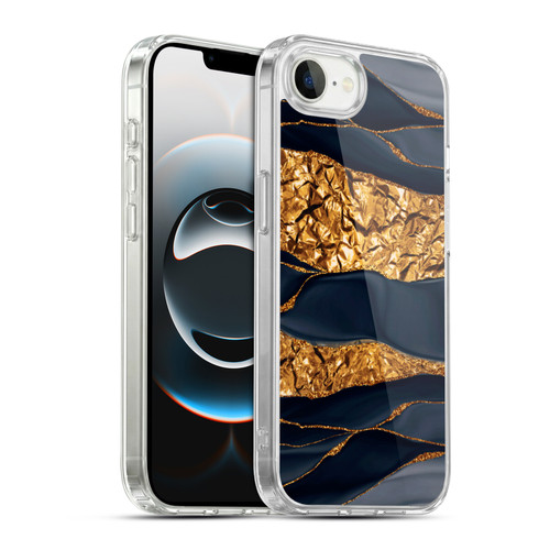 UtArt Dark Night Marble Gold Foil And Ink Soft Gel Case for Apple iPhone 16e / Apple iPhone 17e & MagSafe