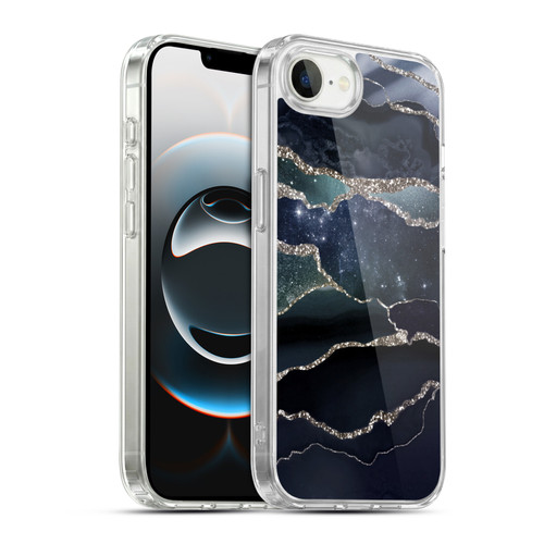 UtArt Dark Night Marble Silver Midnight Sky Soft Gel Case for Apple iPhone 16e / Apple iPhone 17e & MagSafe