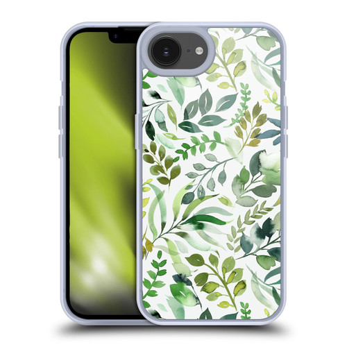 Ninola Botanical Patterns Watercolor Green Leaves Soft Gel Case for Apple iPhone 16e / Apple iPhone 17e & MagSafe