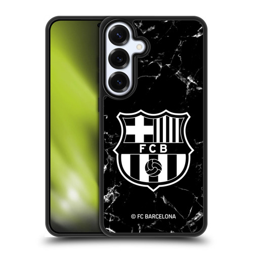 FC Barcelona Crest Patterns Black Marble Gel Armour Case For Samsung Galaxy S25+