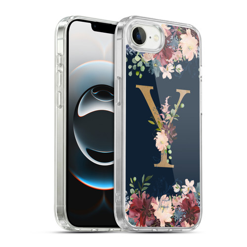 Nature Magick Floral Monogram Gold Navy 2 Letter Y Soft Gel Case for Apple iPhone 16e / Apple iPhone 17e & MagSafe