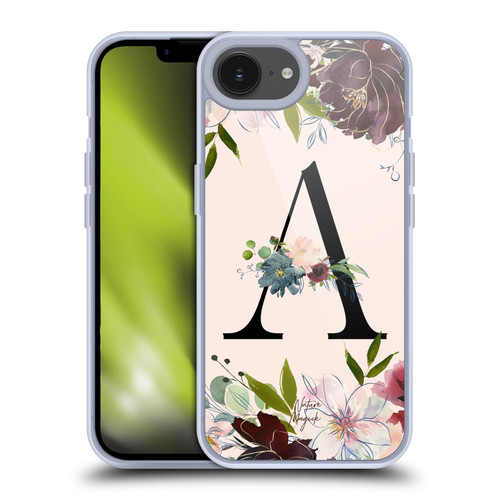 Nature Magick Rose Gold Flowers Monogram 1 Letter A Soft Gel Case for Apple iPhone 16e / Apple iPhone 17e & MagSafe