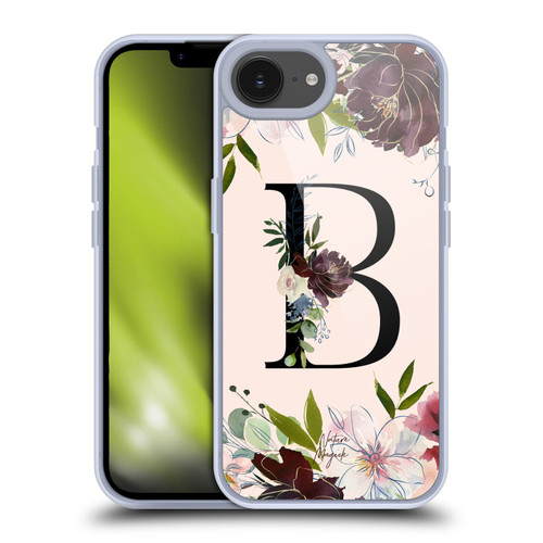 Nature Magick Rose Gold Flowers Monogram 1 Letter B Soft Gel Case for Apple iPhone 16e / Apple iPhone 17e & MagSafe
