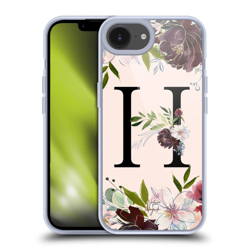 Nature Magick Rose Gold Flowers Monogram 1 Letter H Soft Gel Case for Apple iPhone 16e / Apple iPhone 17e & MagSafe