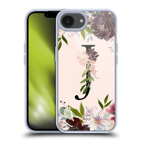 Nature Magick Rose Gold Flowers Monogram 1 Letter J Soft Gel Case for Apple iPhone 16e / Apple iPhone 17e & MagSafe