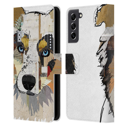Michel Keck Dogs 3 Australian Shepherd Leather Book Wallet Case Cover For Samsung Galaxy S21 FE 5G