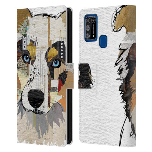 Michel Keck Dogs 3 Australian Shepherd Leather Book Wallet Case Cover For Samsung Galaxy M31 (2020)