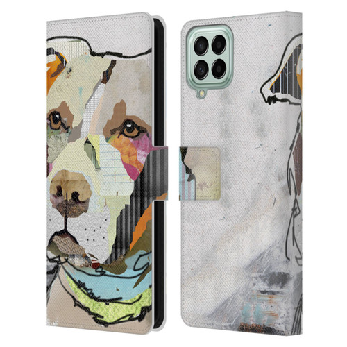 Michel Keck Dogs 3 Pit Bull Leather Book Wallet Case Cover For Samsung Galaxy M53 (2022)