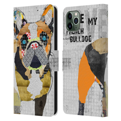 Michel Keck Dogs 4 French Bulldog Leather Book Wallet Case Cover For Apple iPhone 11 Pro Max