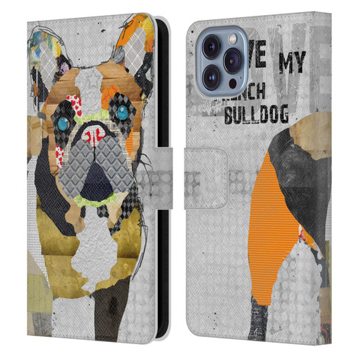 Michel Keck Dogs 4 French Bulldog Leather Book Wallet Case Cover For Apple iPhone 14