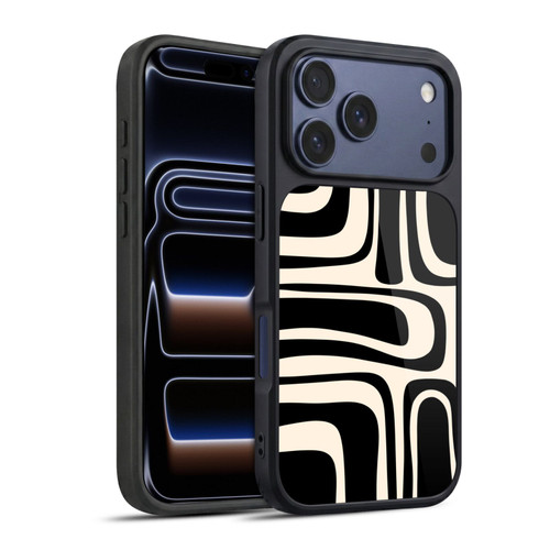 Kierkegaard Design Studio Retro Abstract Patterns Palm Springs Black Cream Gel Armour Case For Apple iPhone 17 Pro