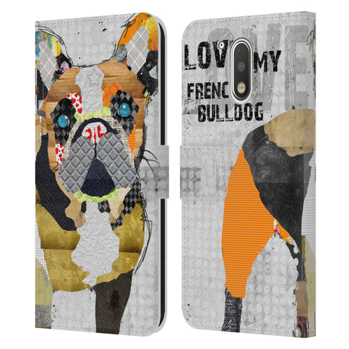 Michel Keck Dogs 4 French Bulldog Leather Book Wallet Case Cover For Motorola Moto G41