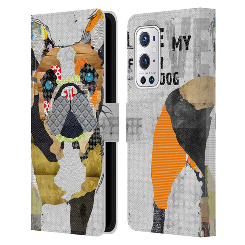 Michel Keck Dogs 4 French Bulldog Leather Book Wallet Case Cover For OnePlus 9 Pro