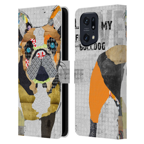 Michel Keck Dogs 4 French Bulldog Leather Book Wallet Case Cover For OPPO Find X5 Pro