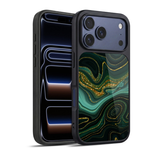 UtArt Malachite Emerald Gilded Teal Gel Armour Case For Apple iPhone 17 Pro