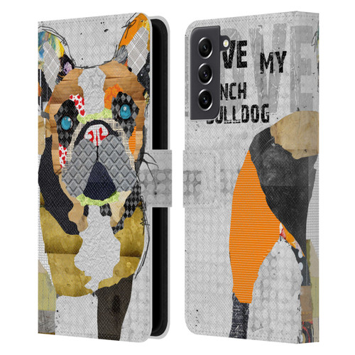 Michel Keck Dogs 4 French Bulldog Leather Book Wallet Case Cover For Samsung Galaxy S21 FE 5G