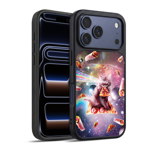 Random Galaxy Space Pizza Ride Outer Space Lazer Cat Gel Armour Case For Apple iPhone 17 Pro