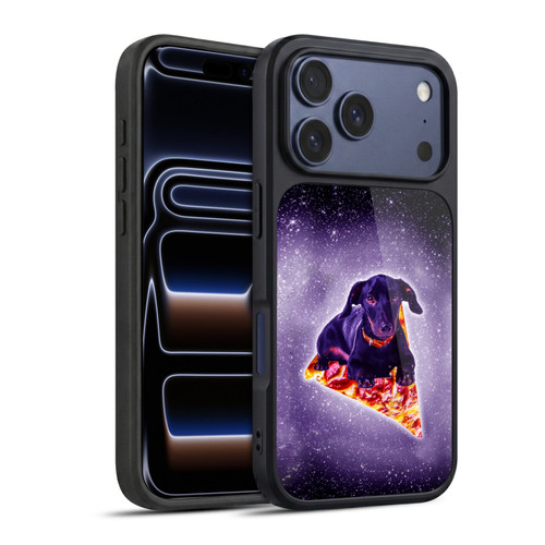 Random Galaxy Space Pizza Ride Purple Galaxy Black Dog Gel Armour Case For Apple iPhone 17 Pro