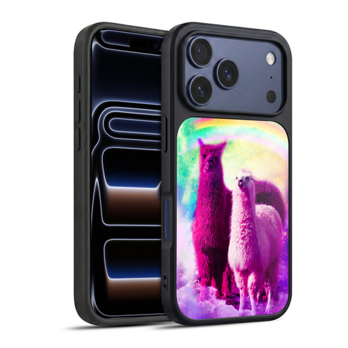 Random Galaxy Space Llama Lovely Lllama In Rainbow Gel Armour Case For Apple iPhone 17 Pro