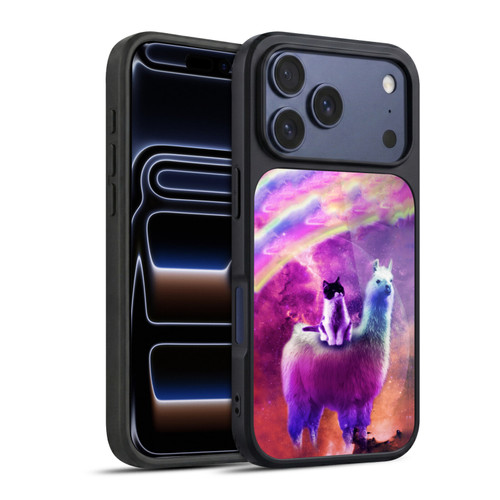 Random Galaxy Space Llama Purple Galaxy Cat Gel Armour Case For Apple iPhone 17 Pro