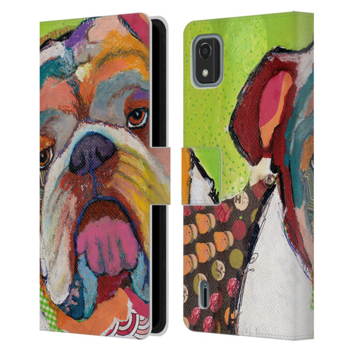Michel Keck Dogs Bulldog Leather Book Wallet Case Cover For Nokia C2 2nd Edition