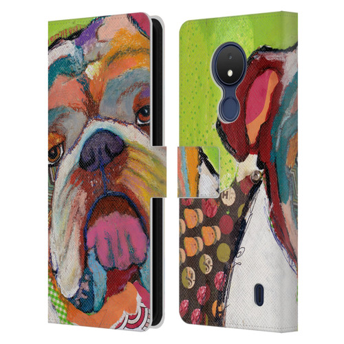 Michel Keck Dogs Bulldog Leather Book Wallet Case Cover For Nokia C21