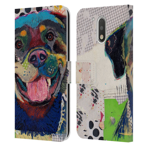 Michel Keck Dogs Rottweiler Leather Book Wallet Case Cover For Motorola Moto G41