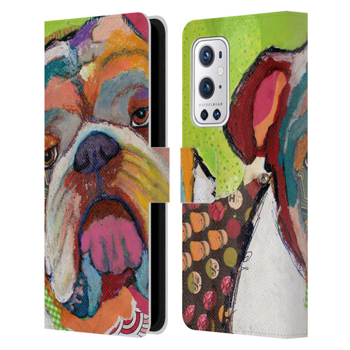 Michel Keck Dogs Bulldog Leather Book Wallet Case Cover For OnePlus 9 Pro