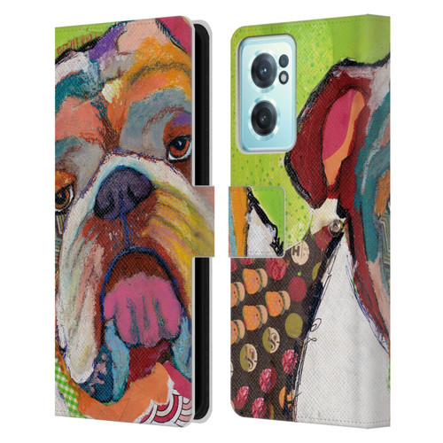 Michel Keck Dogs Bulldog Leather Book Wallet Case Cover For OnePlus Nord CE 2 5G