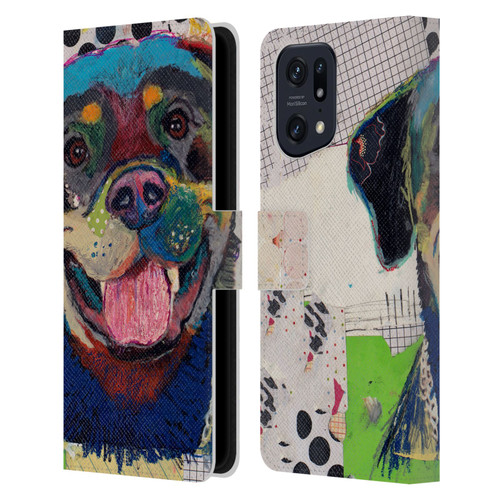 Michel Keck Dogs Rottweiler Leather Book Wallet Case Cover For OPPO Find X5