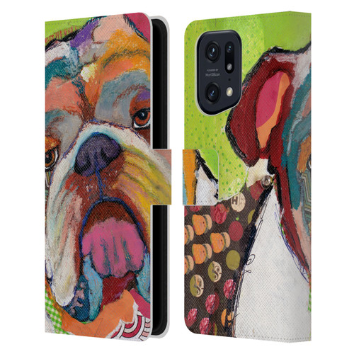Michel Keck Dogs Bulldog Leather Book Wallet Case Cover For OPPO Find X5 Pro
