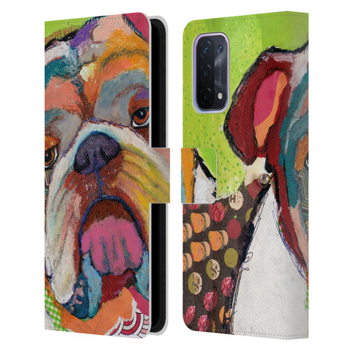 Michel Keck Dogs Bulldog Leather Book Wallet Case Cover For OPPO A54 5G