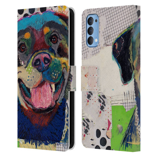 Michel Keck Dogs Rottweiler Leather Book Wallet Case Cover For OPPO Reno 4 5G