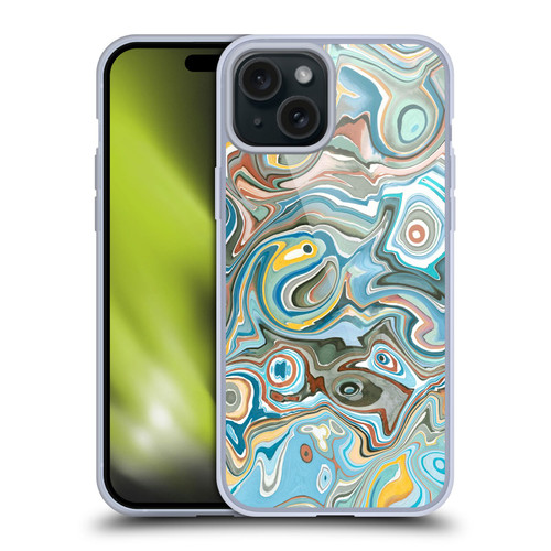 Ninola Abstract 3 Blue Mineral Agates Soft Gel Case for Apple iPhone 15 Plus & MagSafe