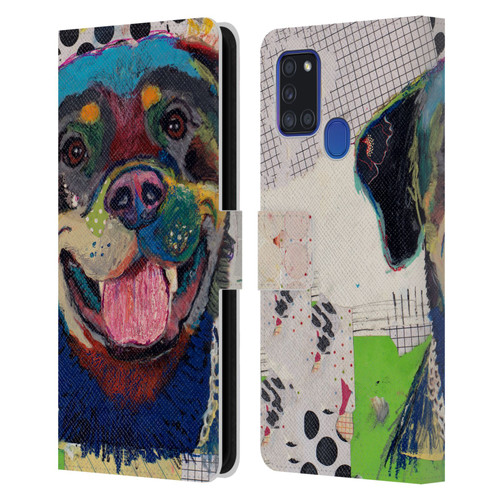 Michel Keck Dogs Rottweiler Leather Book Wallet Case Cover For Samsung Galaxy A21s (2020)