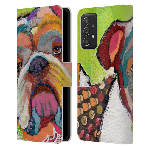 Michel Keck Dogs Bulldog Leather Book Wallet Case Cover For Samsung Galaxy A53 5G (2022)