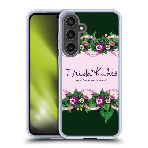 Frida Kahlo Purple Florals Border Soft Gel Case for Samsung Galaxy S24 FE & MagSafe