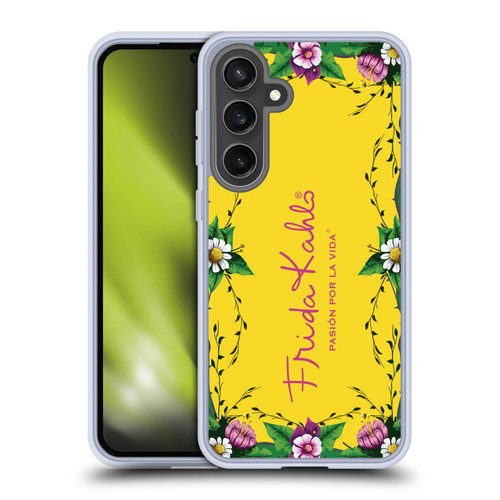 Frida Kahlo Purple Florals Frame Soft Gel Case for Samsung Galaxy S24 FE & MagSafe