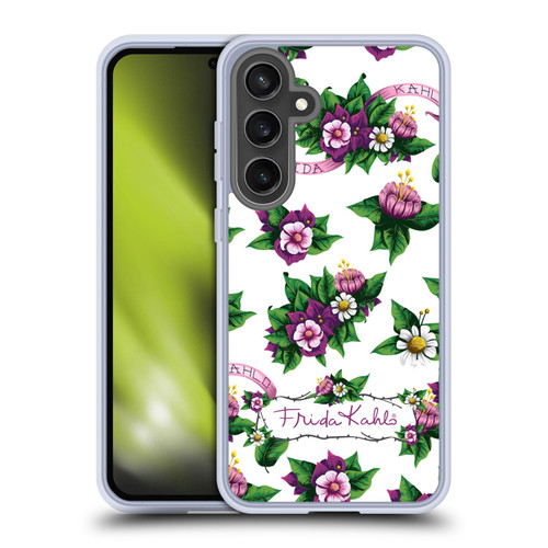 Frida Kahlo Purple Florals Pattern Soft Gel Case for Samsung Galaxy S24 FE & MagSafe
